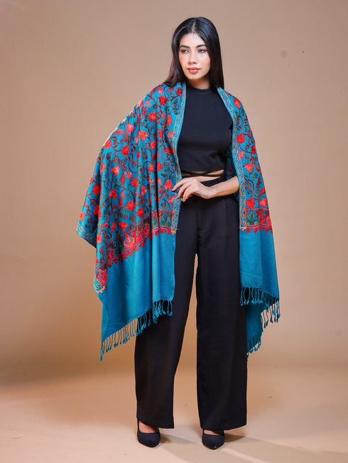Women's Aari Embroidered Wool Stole