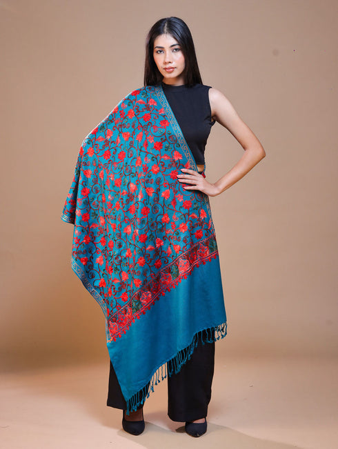 Women's Aari Embroidered Wool Stole