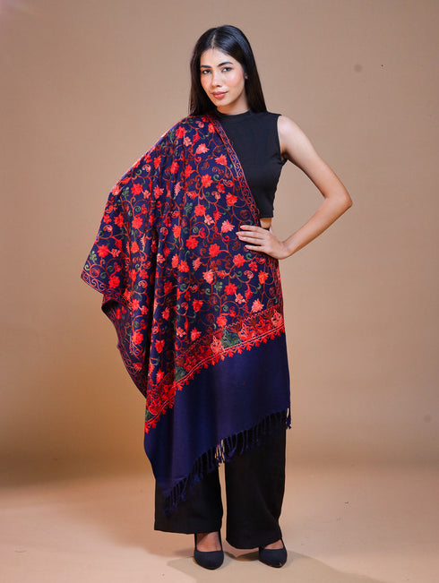 Women's Aari Embroidered Wool Stole