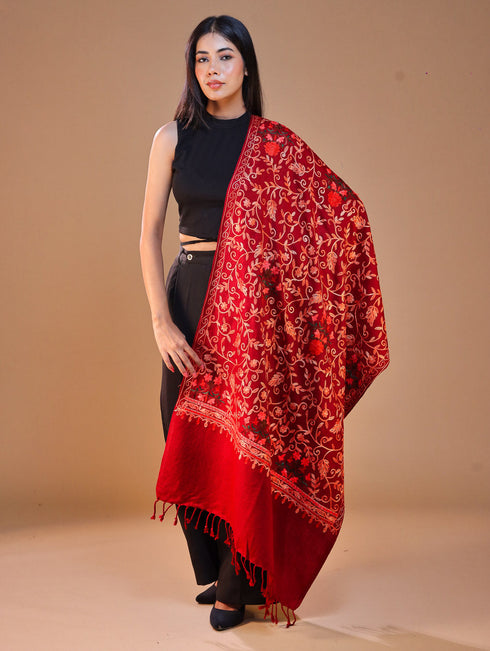 Women's Aari Embroidered Wool Stole
