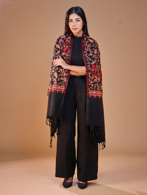Women's Aari Embroidered Wool Stole