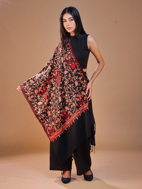 Women's Aari Embroidered Wool Stole