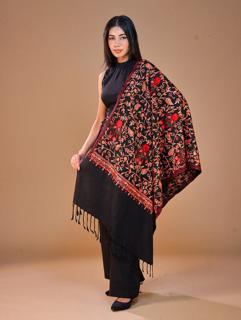 Women's Aari Embroidered Wool Stole