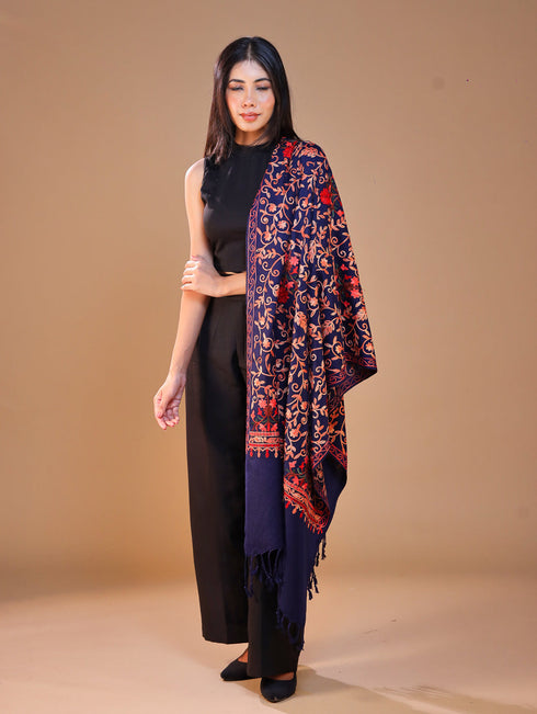 Women's Aari Embroidered Wool Stole
