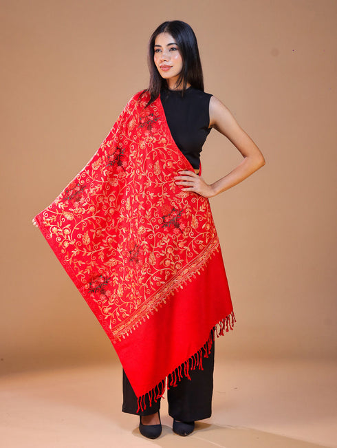 Women's Aari Embroidered Wool Stole