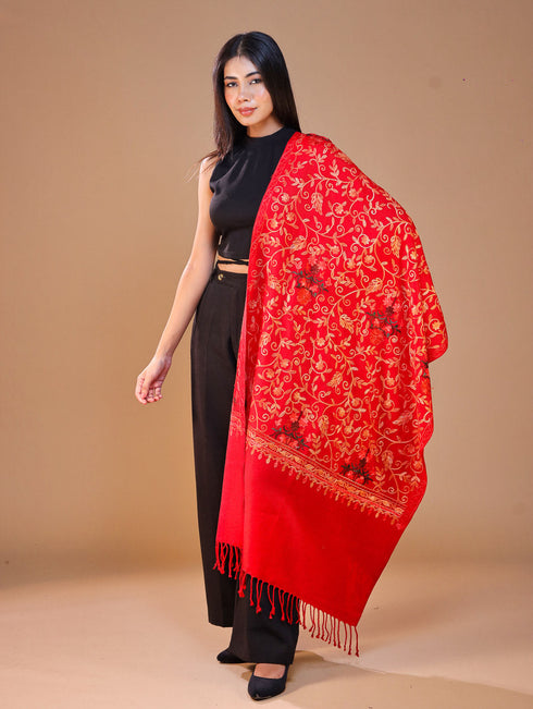 Women's Aari Embroidered Wool Stole