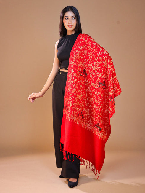 Women's Aari Embroidered Wool Stole