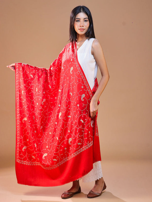 Women's Aari Hand Embroidered Wool Shawl