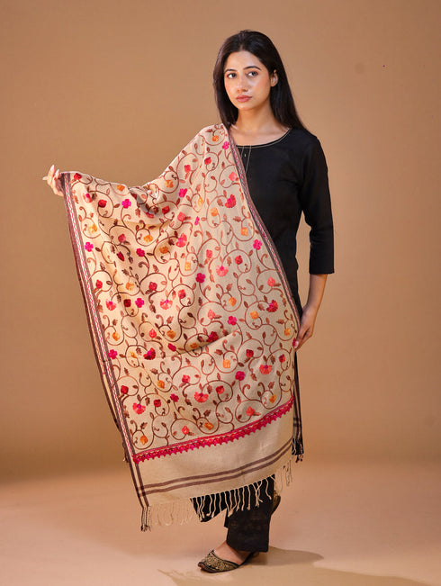 Women's Aari Embroidered Wool Stole