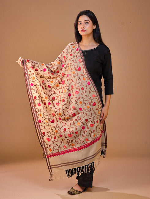 Women's Aari Embroidered Wool Stole