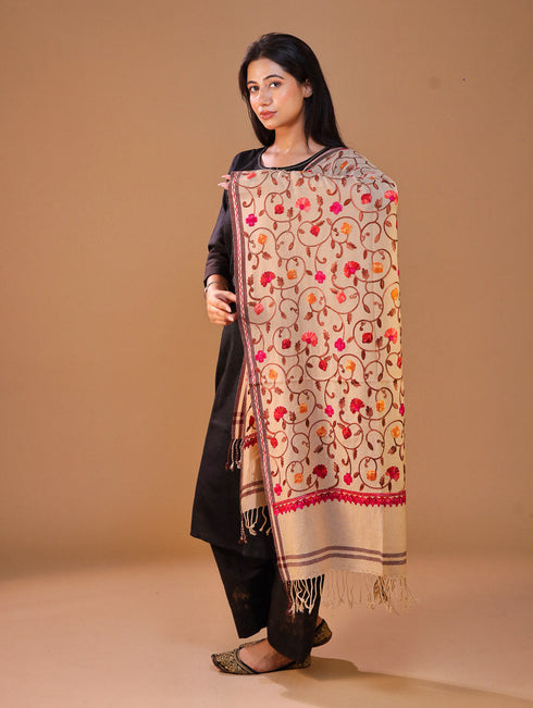 Women's Aari Embroidered Wool Stole