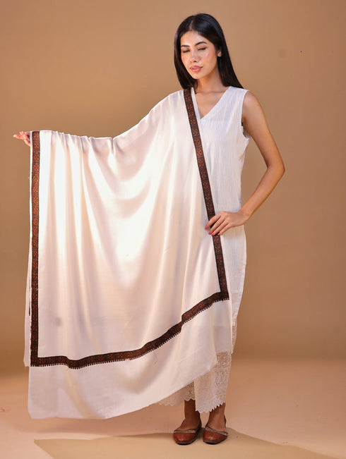 Women's Aari Hand Embroidery Wool Shawl