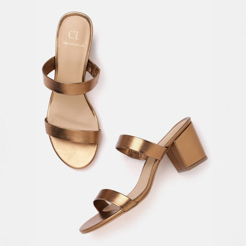 Women's Double Strap Open Toe Block Heel Sandals
