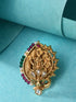 Gold Plated Red Kemp studded enchanting Krishna adjustable Finger ring