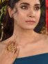 Gold Plated Red Kemp studded enchanting Krishna adjustable Finger ring