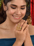 Gold Plated Red Kemp studded enchanting Krishna adjustable Finger ring