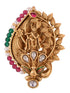 Gold Plated Red Kemp studded enchanting Krishna adjustable Finger ring