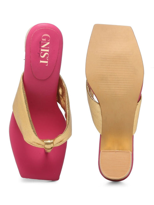 GNIST PinkGold Solid Block Heels