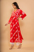 Fizaa Chikankari Kurta in Rayon Cotton V Neck Red
