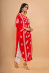 Fizaa Chikankari Kurta in Rayon Cotton V Neck Red