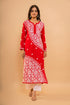 Aanchal Hans in Red Fizaa Chikankari Modal Cotton Kurta