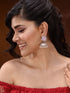 Silver Oxidised Pink Stone & Pearl Jhumka Earrings