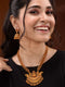 Gold Plated Red Kempo Goddess Lakshmi Deseigner Temple Jewellery Set