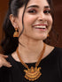 Gold Plated Red Kempo Goddess Lakshmi Deseigner Temple Jewellery Set
