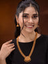 Gold Plated Floral Antique Temple Necklace Jewellery Set
