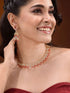 Gold Plated Red AD studded Chandelier Necklace Jewellery Set