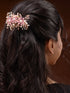 Gold toned Pink Enamelled Flower Tiara Comb Pin