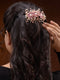Gold toned Pink Enamelled Flower Tiara Comb Pin
