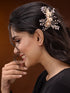 Gold Toned Pink AD Embellished Bridal Comb Pin