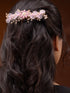 Gold Toned Pink Flower Embellished Bridal Hair Accessory