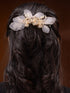 White Gold Toned Enamelled Pearl Beaded Bridal Comb Pin