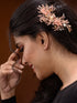 Pink Gold Toned Pearl Beaded & Embellished Bridal Comb Pin