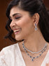 Silver Toned Blue AD studded double layer Necklace jewellery Set