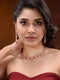 Rose Gold Plated Red AD studded Triangle shaped designer Necklace Jewellery Set