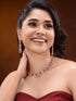 Rose Gold Plated Red AD studded Triangle shaped designer Necklace Jewellery Set