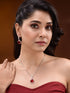 Silver Toned Red AD studdeed Elegant Pendant Earrings Locket Jewellery Set