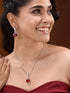 Silver Toned Red AD studdeed Elegant Pendant Earrings Locket Jewellery Set