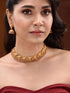 Gold Plated Kemp stone studded Pearl Beaded elephant motif Temple Jewellery Set