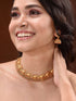 Gold Plated Kemp stone studded Pearl Beaded elephant motif Temple Jewellery Set