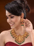 Gold Plated Kemp stone studded Temple design Necklace Green beads Jewellery set