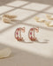 18kt Rose Gold Plated Ruby Studded Triple Band Layered Half Hoop Earring