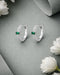 925 Sterling Silver Rhodium Plated Green CZ Hoop Earring
