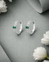 925 Sterling Silver Rhodium Plated Green CZ Hoop Earring