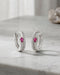 Rhodium Plated Ruby Red Studded Mini Hoop Earring