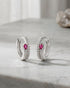 Rhodium Plated Ruby Red Studded Mini Hoop Earring