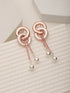 Anti-Tarnish Rose Gold 2 Toned Circular Knotted Dangling Earrings